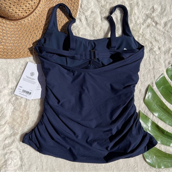 Athleta Navy Square Neck Bra Cup Tankini Top - Picture 5 of 9